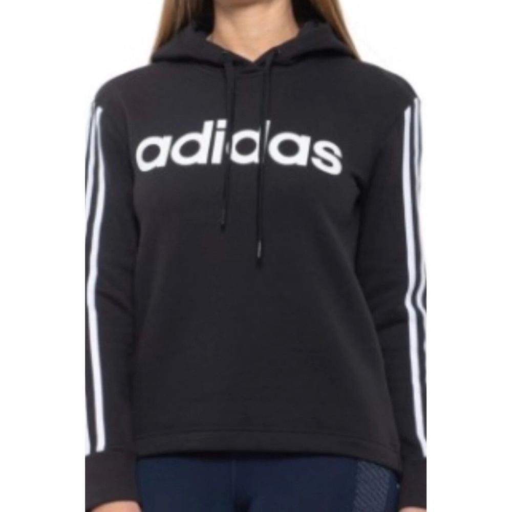 Adidas Hoodie Black White 3-Stripe Pullover Sweatshirt Y2K Streetwear Sz S